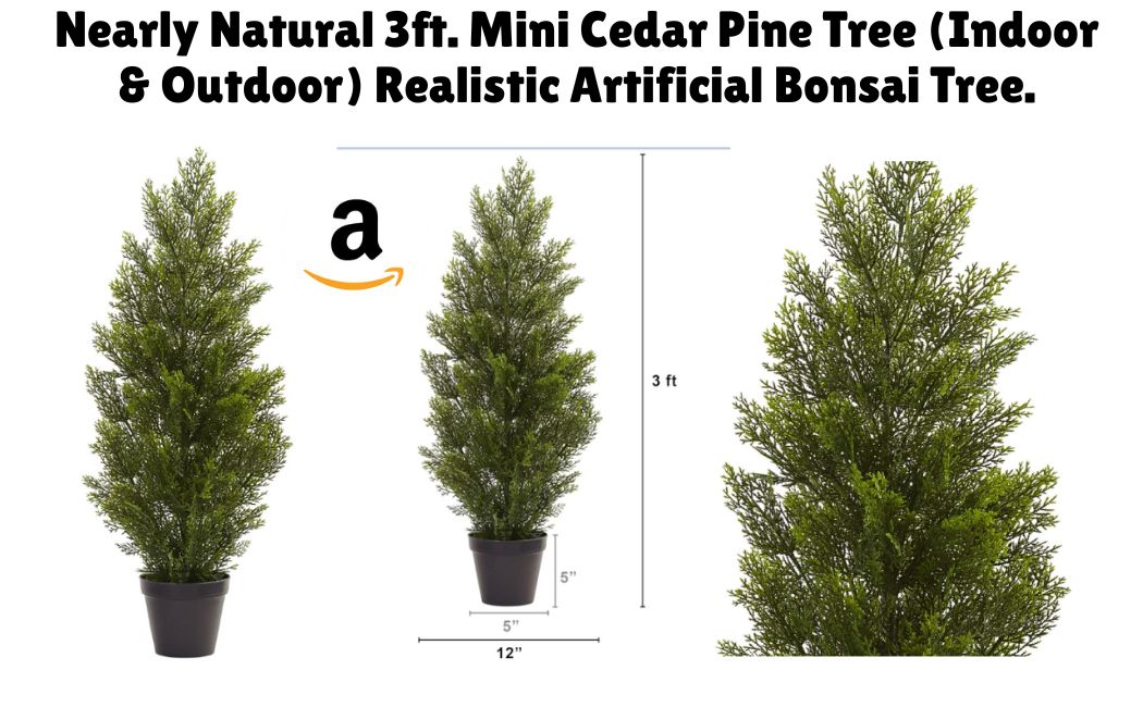 Nearly Natural 3ft. Mini Cedar Pine Tree (Indoor/Outdoor) Realistic Artificial Bonsai Tree with bonsai review