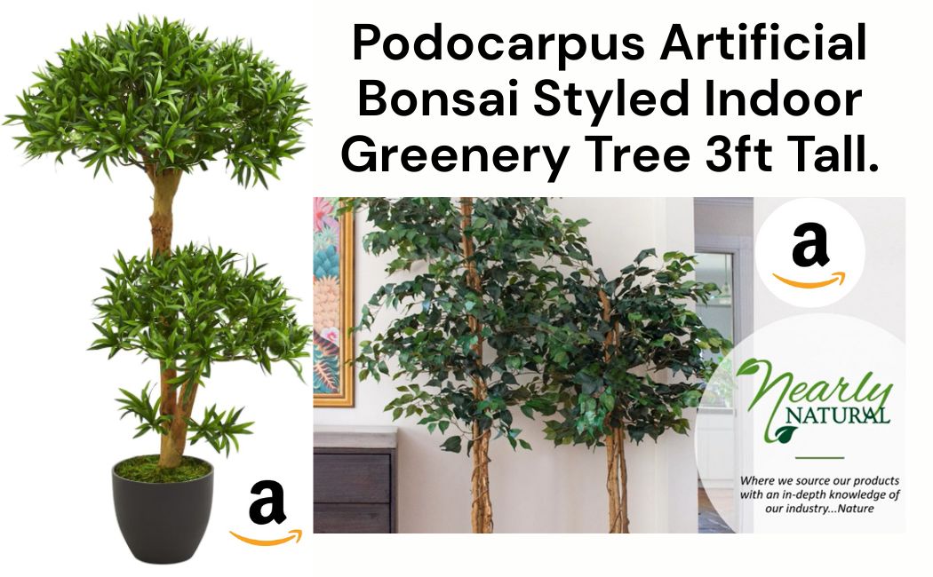 most realistic artificial bonsai tree Nearly Natural 3ft. Bonsai Styled Podocarpus Artificial Tree. Exclusive offer with Styles indoor greenery 3feet tall near office, home, etc. bonsai review