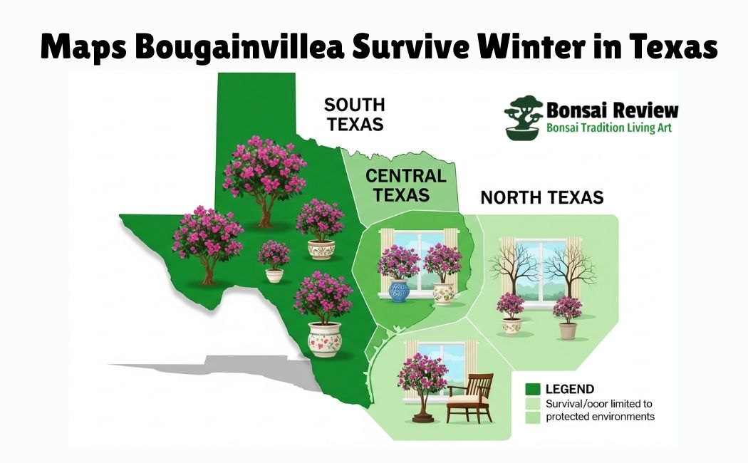 Can Bougainvillea Survive Winter in Texas USA with maps support