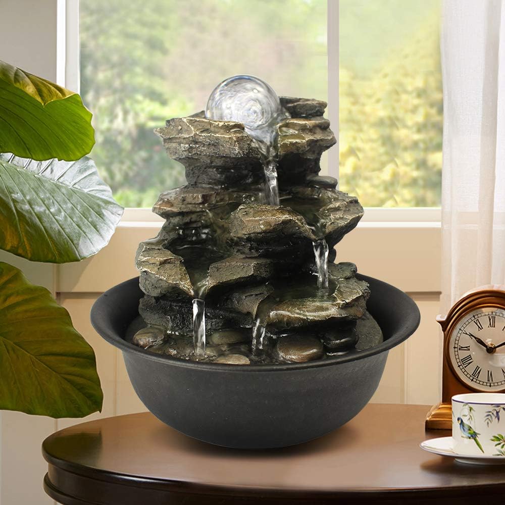 BBabe-Spinning-Orb-Rock-Cascading-Tabletop-Fountain-Zen-Meditation-Indoor-Waterfall-Feature-with-LED-Light-for-Home-Office-Bedroom-Relaxation with bonsai décor ideas by Bonsai Review