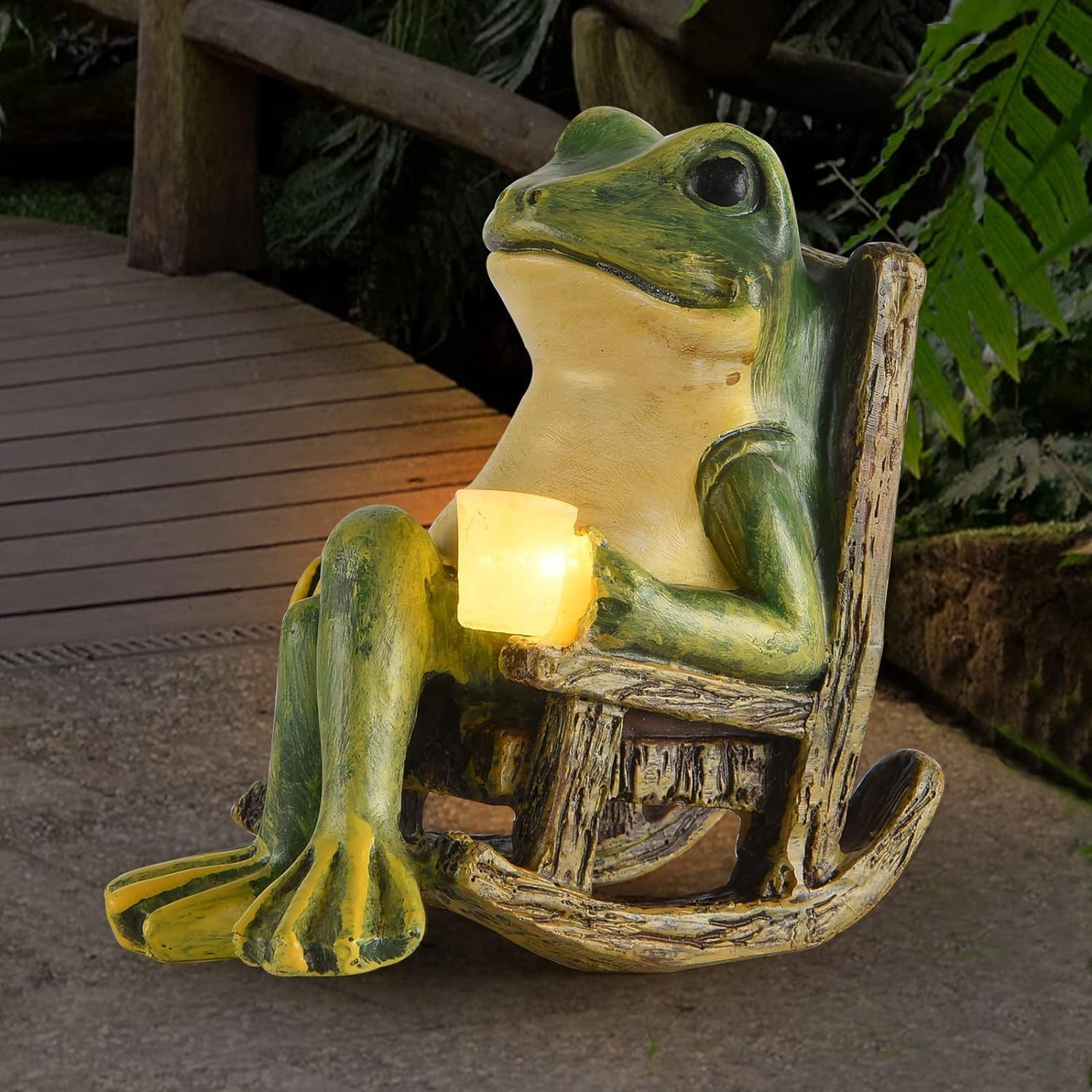 FOXMIS-Miniature-Frog-Garden-Statue-Gifts-Christmas-Decorations-Fairy-Garden-Accessories-Outdoor-Lights-Solar-Garden-Frog-Decor-Art-Housewarming-Gift bonsai décor ideas with Bonsai Review