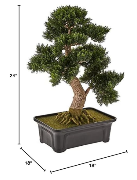 Nearly-Natural-4103-24in-Cedar-Bonsai-Silk-Plant-Green with bonsai Review