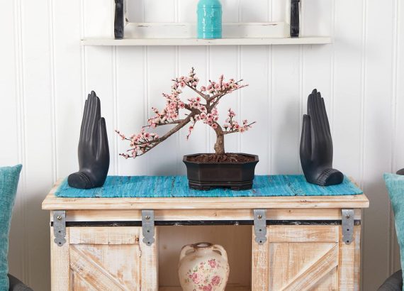 Nearly Natural Cherry Blossom Bonsai Silk Tree, Pink. artificial bonsai tree for home decor with Bonsai Review