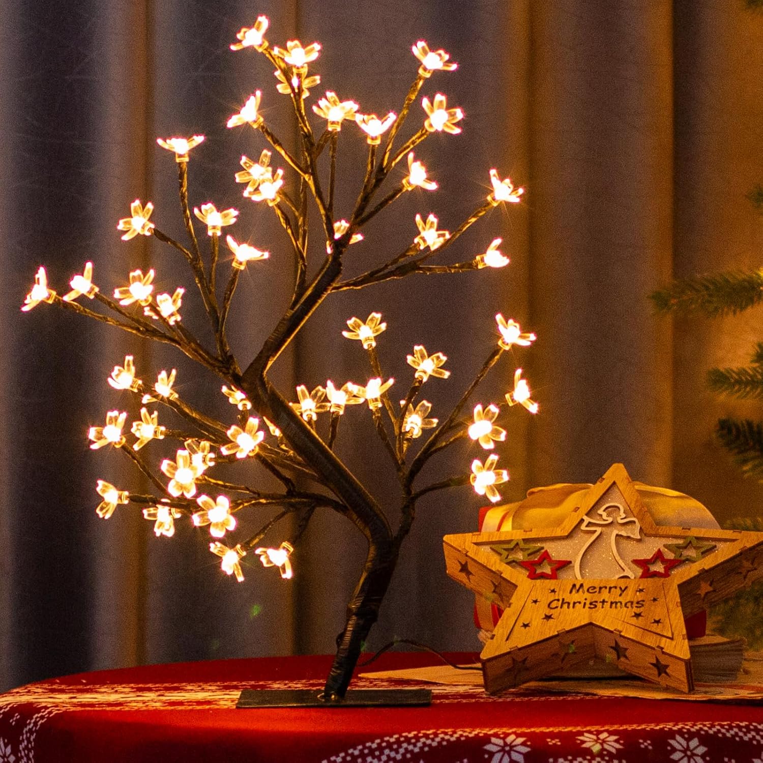 PEIDUO-17.5-Inch-Lighted-Cherry-Blossom-Tree-48-Warm-White-Lights-Plug-in-Adapter-Light-up-Bonsai-Tree-for-Christmas-Indoor-Room