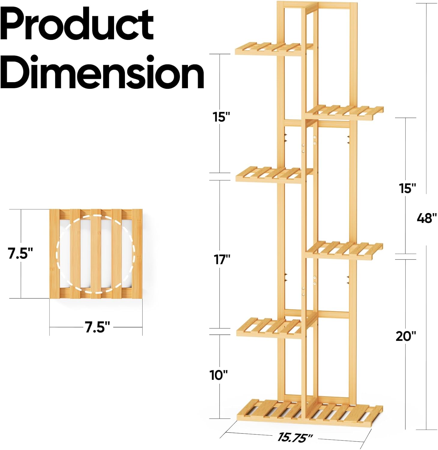 ROSSNY-48-Inch-Tall-Plant-Stand-Indoor-6-Tier-7-Potted-Bamboo-Plant-Stands-for-Indoor-Plants-Size and Bonsai Decor Ideas with Bonsai Review