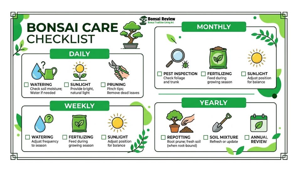 Bonsai Tree Care for Beginners Checklist