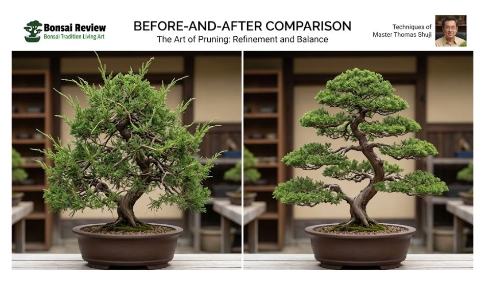 bonsai pruning before and after comparison